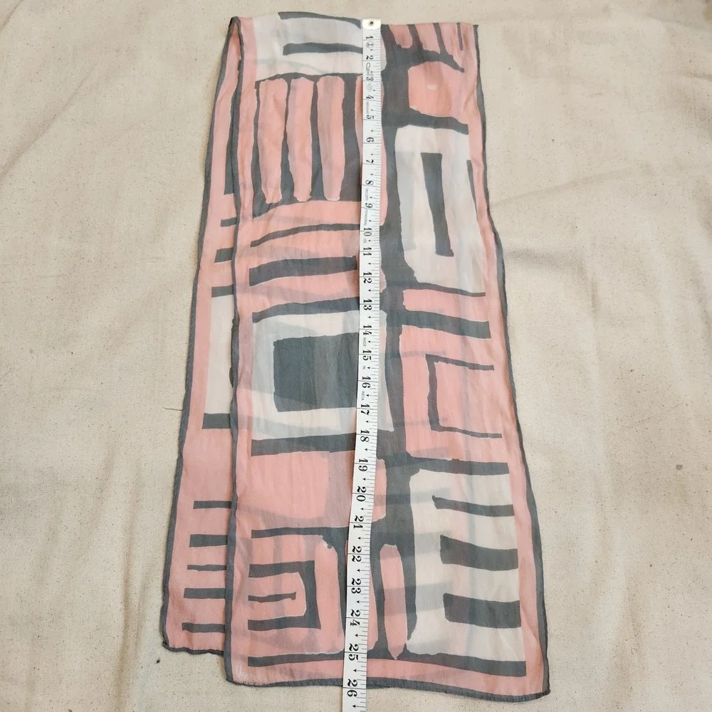 Vintage Vera Neumann Silk Scarf Pink Geometric Abstract Block Art 1950 1960